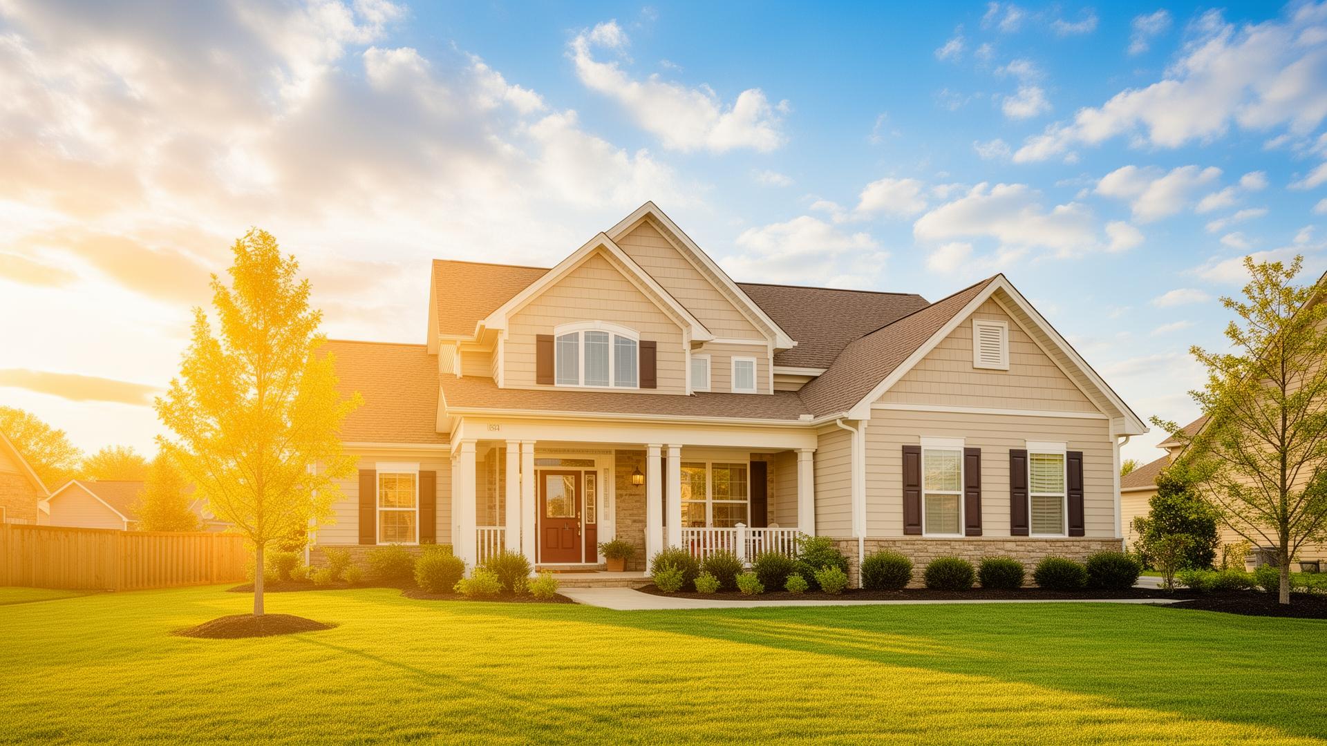 Bright suburban family home on a sunny day